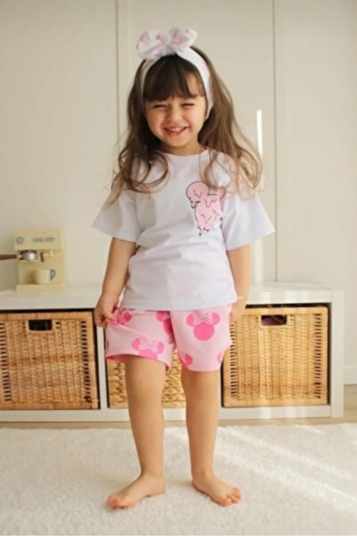 Morbellabutikaksesuar Girls Ice Cream Printed T-Shirt & Pink Minnie Patterned...