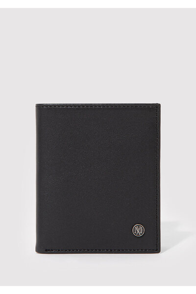 Mavi Anthrazitfarbene Lederbrieftasche mit Seal-Logo 091242 -25765