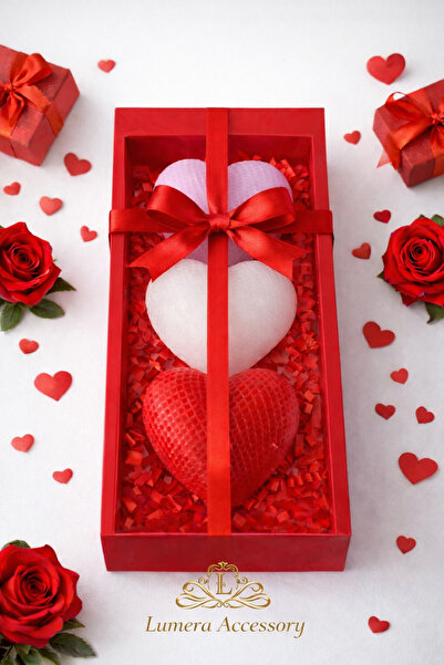 Lumera Accessory 3lü Sevgililer Gününe Özel Kalpli Mum