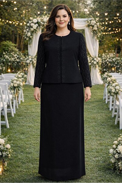 Alvina BÜYÜK BEDEN TAŞLI ELBİSELİ TAKIM 30351