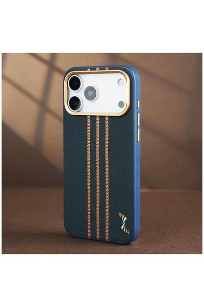 Zebana Apple iPhone 17 Pro Max Compatible Case Goldrix Carbon Fiber M-Safe Ca...
