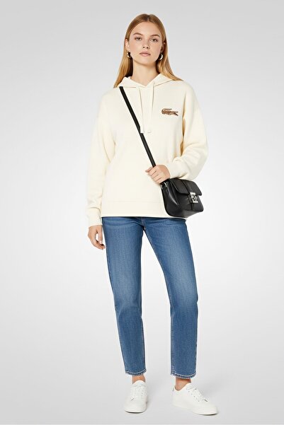 Lacoste Women Embroidered Logo Hoodie, Beige