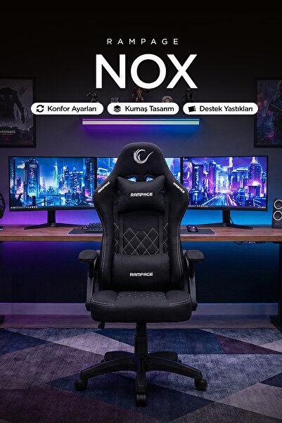 Rampage Nox Terletmez Kumaş Siyah/Gri Oyuncu Koltuğu