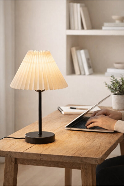 HOMİNG Homing Floi Pileli Başlık Metal Siyah Abajur 241925