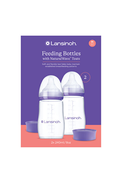 Lansinoh Set biberon cu tetina Lansinoh NaturalWave, 2 X 240 ml