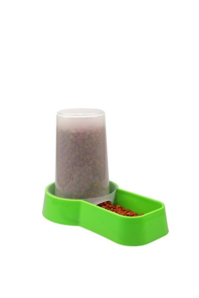 Miapet Hazneli Plastik Kedi Köpek Kapaklı Mama Ve Su Kabı 1,5 lt Kare Yeşil