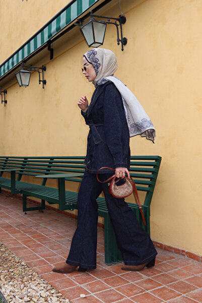 LOCCO Kadın Fermuarlı Kot Takım Lacivert