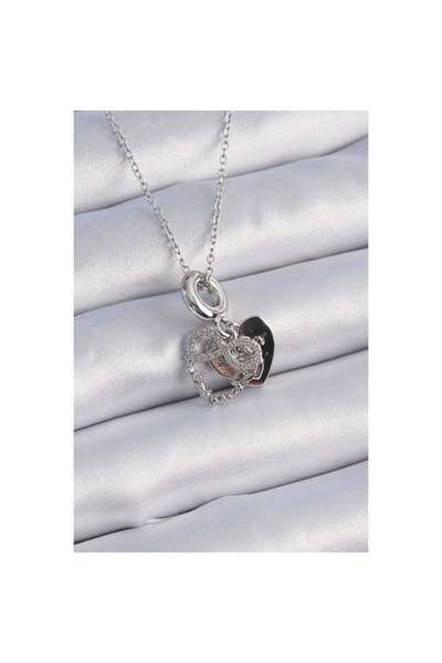 HERŞEYBURDAMODA 316L الصلب الفضة اللون الزركون حجر إنفينيتي القلب الشكل سحر ن...