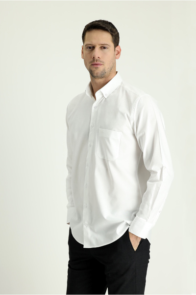 Kiğılı Μακρυμάνικο πουκάμισο με κανονική εφαρμογή από βαμβακερό γιακά με κουμπιά