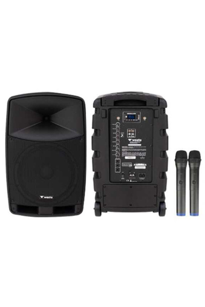 Westa WAP-12505 300 WATT 2 EL TELSİZ MİKROFONLU ŞARJLI BLUETOOTH AKTİF KABİN