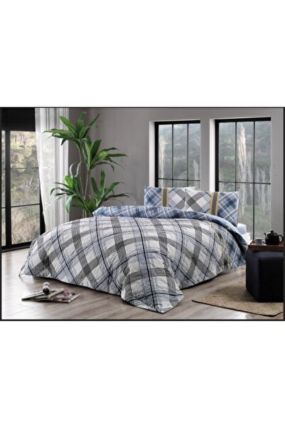 Taç Quilted Duvet Cover Set Floyd Blue Double