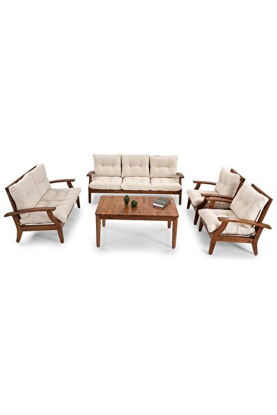 YASÜ Balkon Bahçe Teras Takım Mobilya Oturma Grubu Masa Sandalye Berjer Krem ...