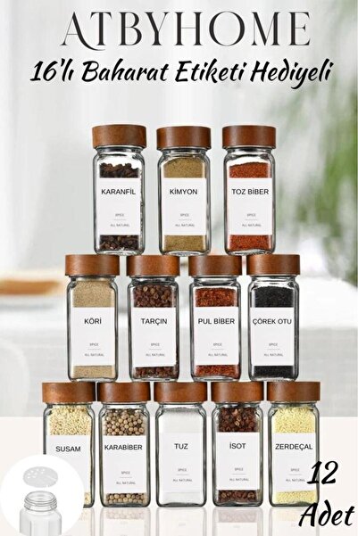 ÇIRPAN EV Akasya 12-Piece Spice Jar Set