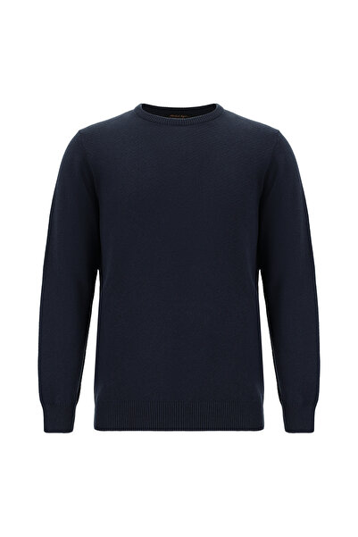 Abdullah Kiğılı سترة محبوكة من القطن والكشمير بقصة عادية وياقة دائرية