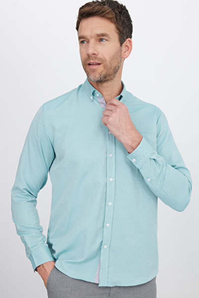 Tudors Classic Fit Long Sleeve Buttoned Collar Cotton Easy Iron Oxford Plain ...