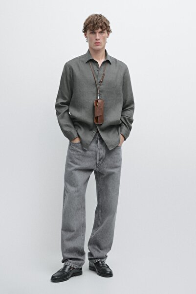 Massimo Dutti %100 keten slim fit gömlek