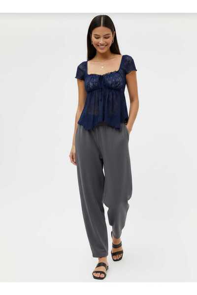 MAXLEVEL MODA SIRT DEKOLTELİ ASTARSIZ KISA KADIN BLUZ