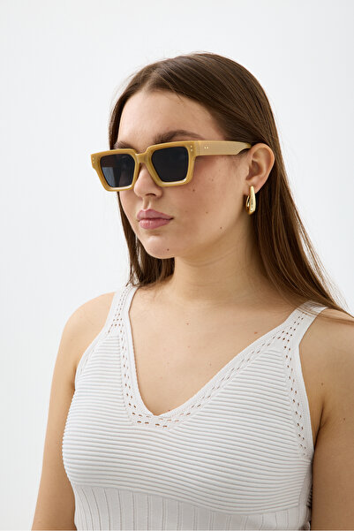 Chunky Frame Cael Square Unisex Cream 2025 New Season Sunglasses