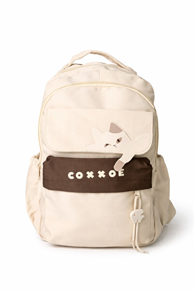 Ecrou Beige Pocket School Backpack