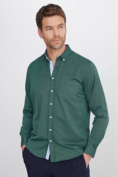 Tudors Klasik Fit Uzun Kollu Düğmeli Yaka Pamuklu Kolay Ütü Oxford Düz Erkek ...