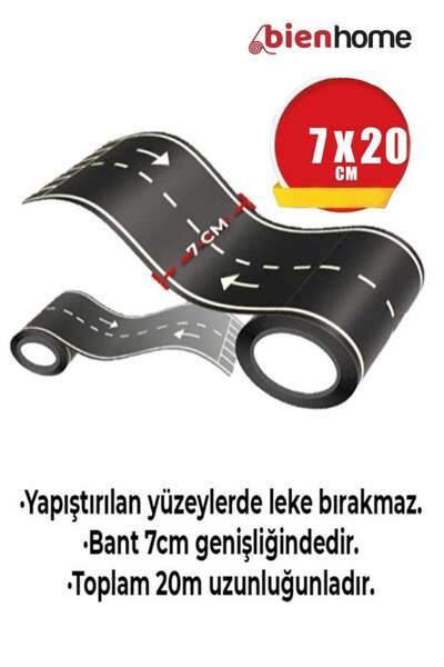 BienHome Otobant Eğitici Yol Yapım Oyun Bandı Eğlenceli Trafik Bantı Road Tap...
