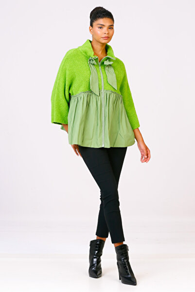BİZE Buklet Tafta Hırka - Yeşil