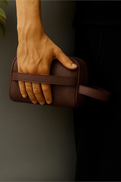 Valiberta Double Handle Leather Look Men's Handbag - Brown