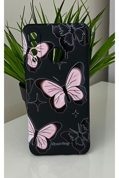 CaseKİdükkan Huwaei P30 Lite Uyumlu  Siyah Pembe Kelebek Desenli İçi Kadife S...