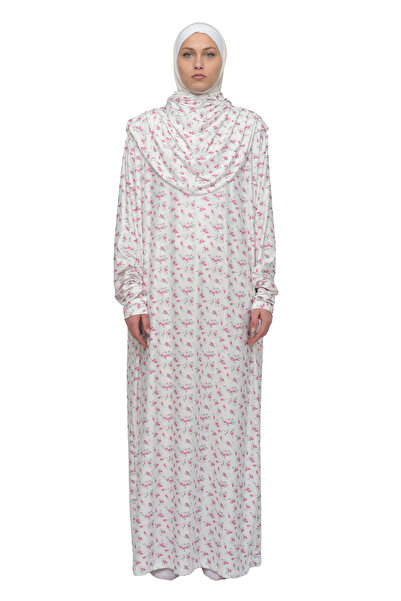 Altobeh Pratik Tek Parça Çiçek Desenli Kollu Tak Çıkar Başörtülü Likralı Tese...