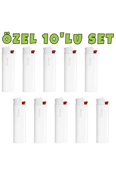Cricket Cep Boy Taşlı Çakmak – Mum Alev 10’lu Set Beyaz Renk