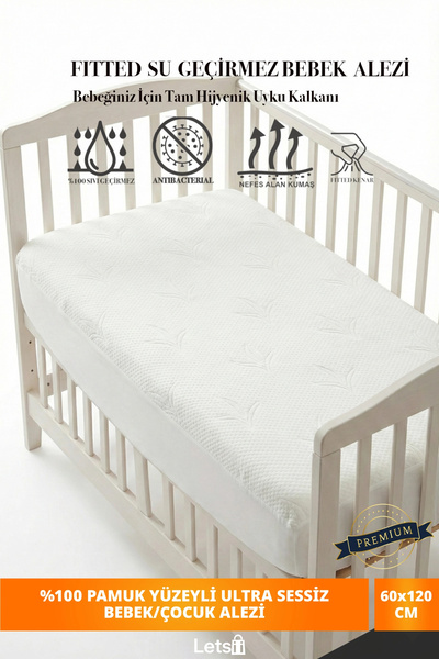 Letsii %100 Pamuk Yüzeyli Sıvı Geçirmez Bebek ve Çocuk Yatak Alezi | Ultra Se...