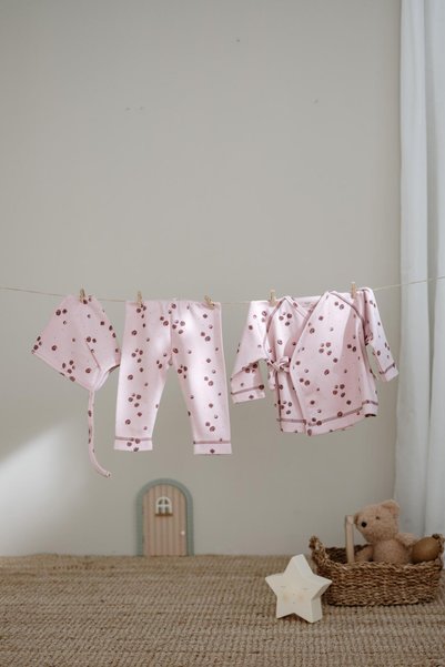 OhlalaKoala Pomegranate Printed Pure Hug Series Double Breasted 3-Piece Set