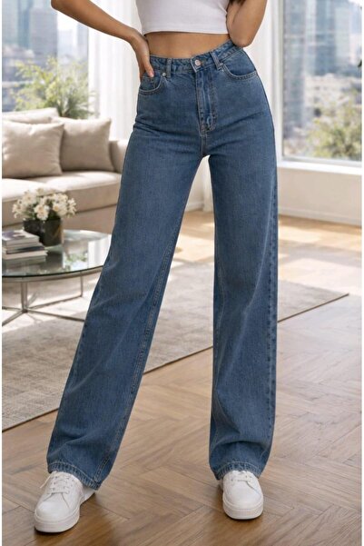 BİENAL BUTİK Bien material elastic Blugi de damă cu picioare largi, model Sup...