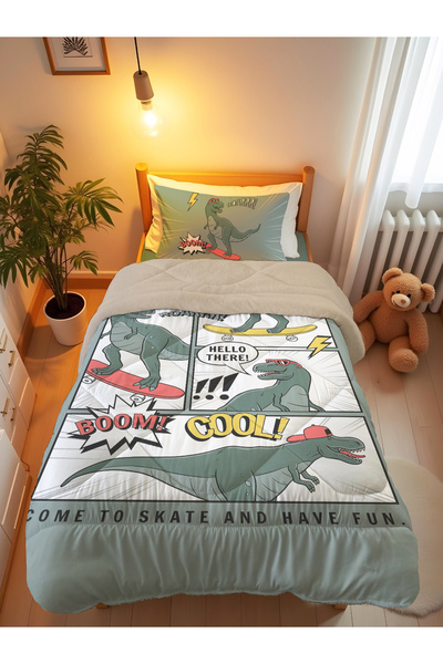 Evmila Σχέδιο Skateboarder Dinosaur - Μονό 160x220 εκ. Wellsoft Πάπλωμα διπλή...