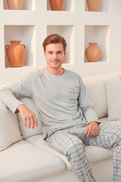 Sude HOMEWEAR طقم بيجامة بأكمام طويلة للرجال