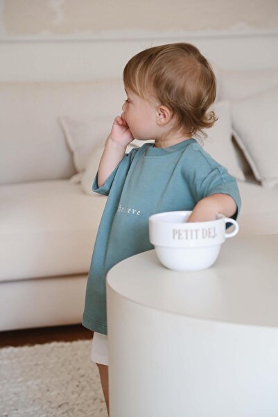 OhlalaKoala Yeşil Bisiklet Yaka Oversize T-shirt Bebek - Çocuk