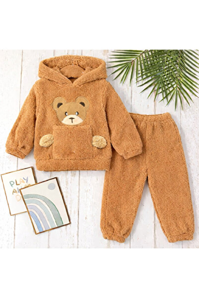 Bebelul Set pufos hanorac si pantaloni Welsoft - Brown