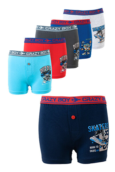 Tutku TEC0253 6 Adet Çocuk Erkek Elastan Baskılı Boxer