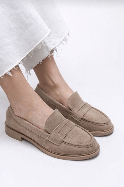 POTEEN Pantofi de damă Gigi Loafer din piele intoarsa moale C323-Negru