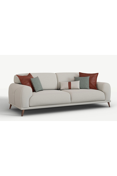 Doğtaş Brita Üçlü Yataklı Koltuk Krem Ahşap Ayak