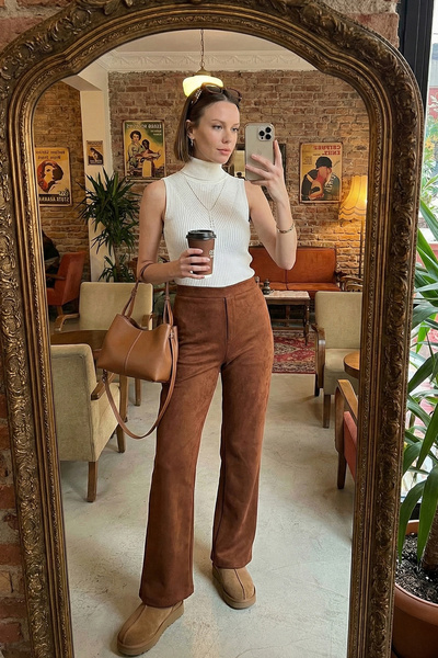 Lela Скуба Сует Висока талія Широкі штани ШТАНИ 5865974