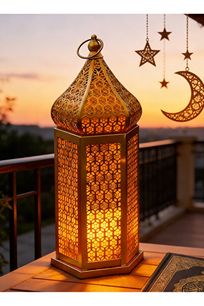 Yoawllty ديكورات رمضان، فوانيس ذهبية على شكل برج معبد مغربي، حامل شموع رمضاني...