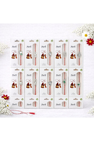 OEM Set de 30 de mărțișoare cu șnur tradițional și pandantiv metalic, felicit...