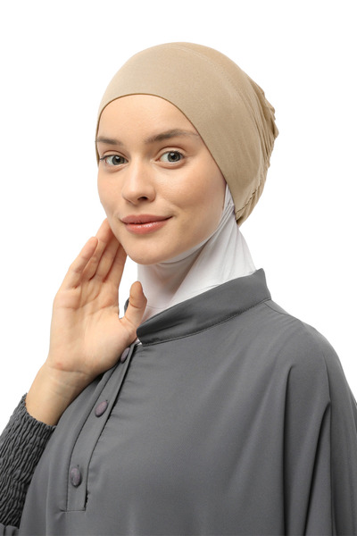 Altobeh Ready Practical еластичен хиджаб бонет в тъмнобежов цвят