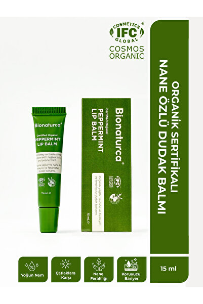 BIONATURCA Organik Sertifikalı Nane Özlü Dudak Balmı 15 ml -