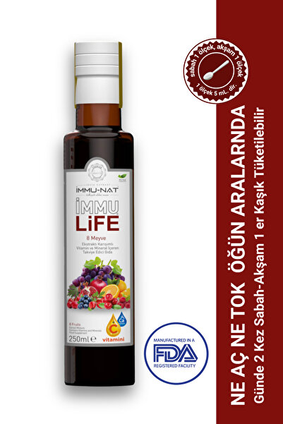 İmmu-Nat Immu Life 8 Fruit Extract Blend 250ml Vitamin C+Ca - Food Supplement