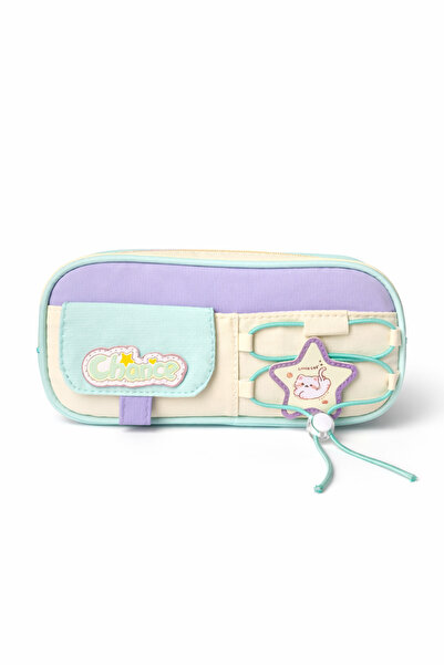 Ecrou Multi-Colored Star Detailed Drawstring Pencil Case Green