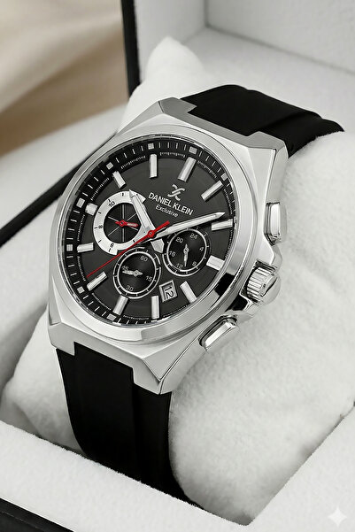 Daniel Klein Exclusive Full Fonksiyonlu Erkek Kol Saati Siyah Renk Silikon Ko...