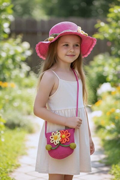 Aware Time مجموعة حقائب قبعة فيدورا للفتيات بعمر 3-8 سنوات مع إكسسوارات من القش