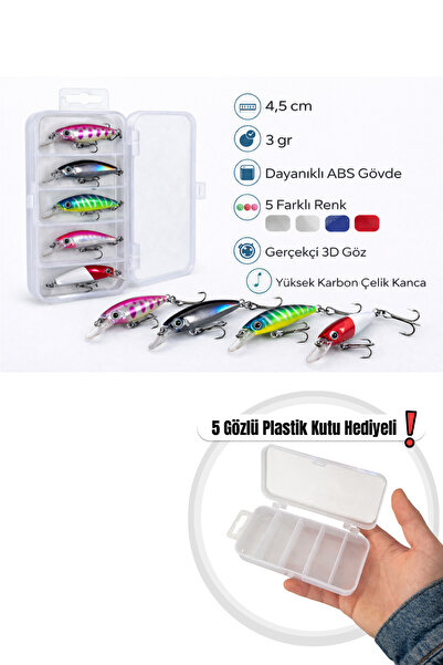 Arkhelais Gerçekçi Görünümlü Yapay Balık Yemi - 5'Lİ PAKET – Minnow Rapala - ...